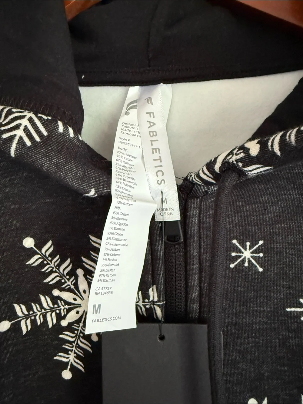 Fabletics Snowflake Print Fleece Jumpsuit Onesie Size Medium